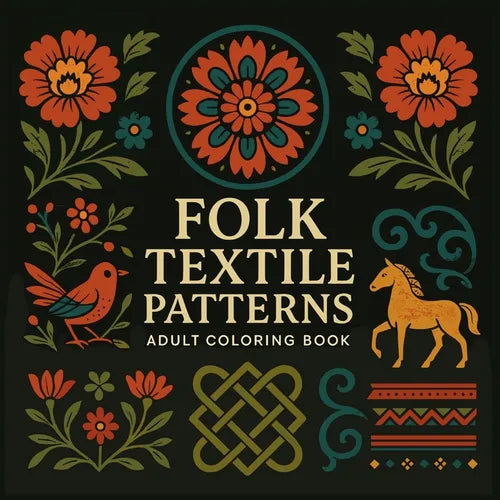 Folk Textile Patterns - Adult Coloring Book