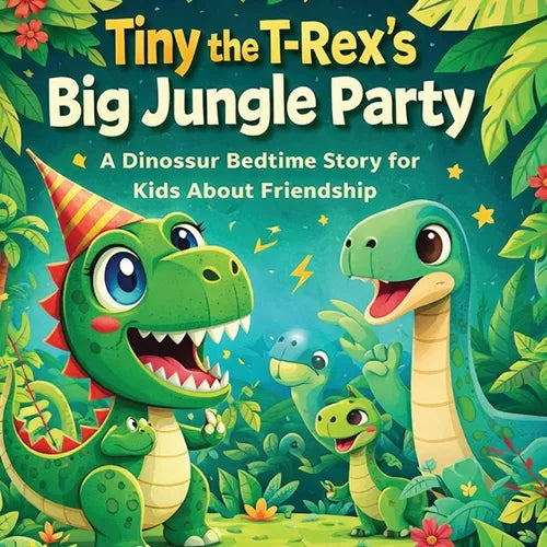Tiny the T-Rex's Big Jungle Party - A Dinosaur Bedtime Story for Kids About Friendship